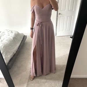 Dusty Rose off shoulder bridesmaid - fits size 0